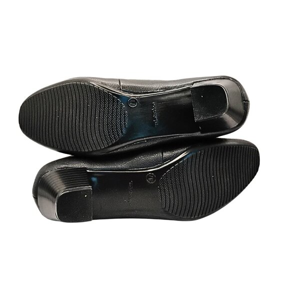 Thom McAn Womens Low Block Heel Leather Loafers Size 7 Dark Academia Career Bit - Picture 5 of 8